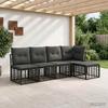 Outdoor Sofa Set Black Polyester