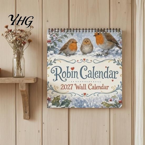 Daily Task Tracker 2027 Bird Wall Calendar, 12-Month Monthly Planner for Home Office Kitchen, Festival Event Cultural Decor with Beautifully