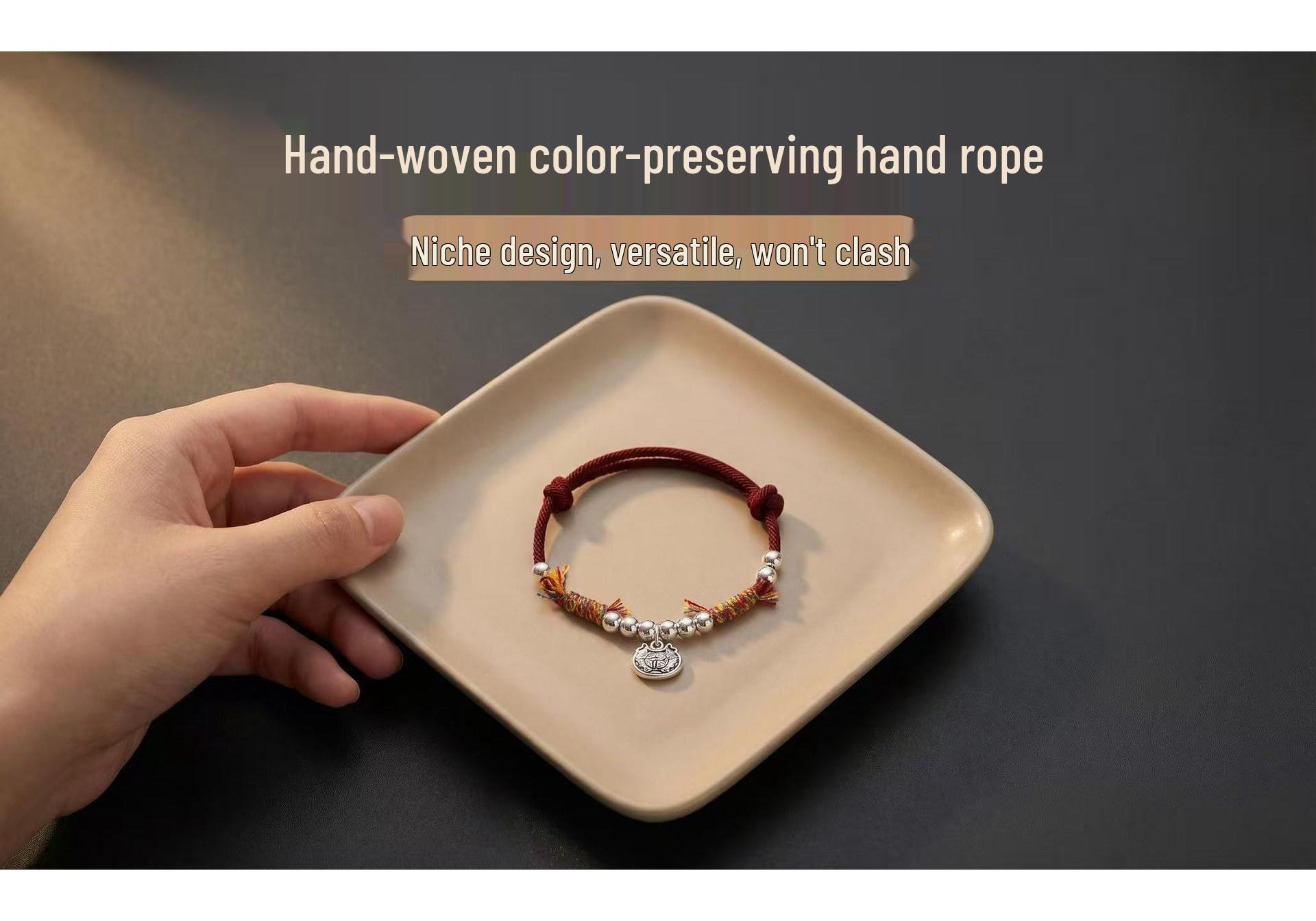 Chinese Handmade Beaded Bracelet: Adjustable Tibetan Rhyme Woven Rope for Fortune and Wealth