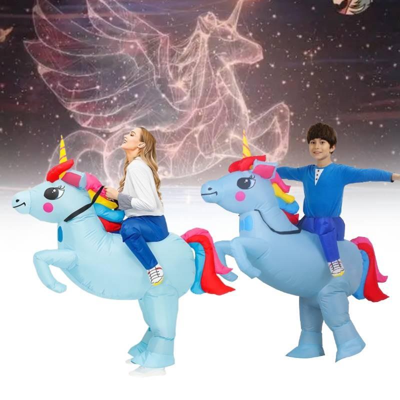 Blue Unicorn Inflatable Costumes Adults Child Christmas Halloween Dress Gift Up