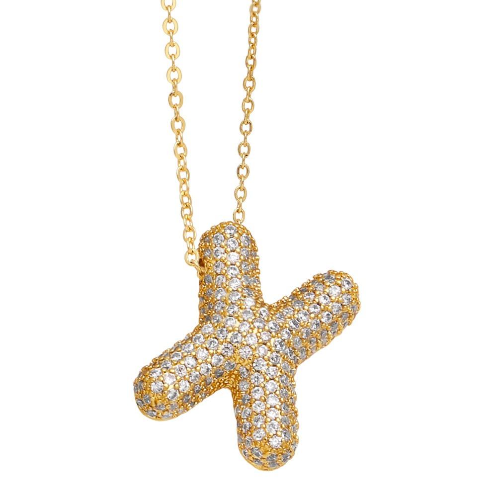 Alphabet 26 Letters Necklace Gold Color Women Sweater Chain Simple A-Z Letter Clavicle Chain  Daily