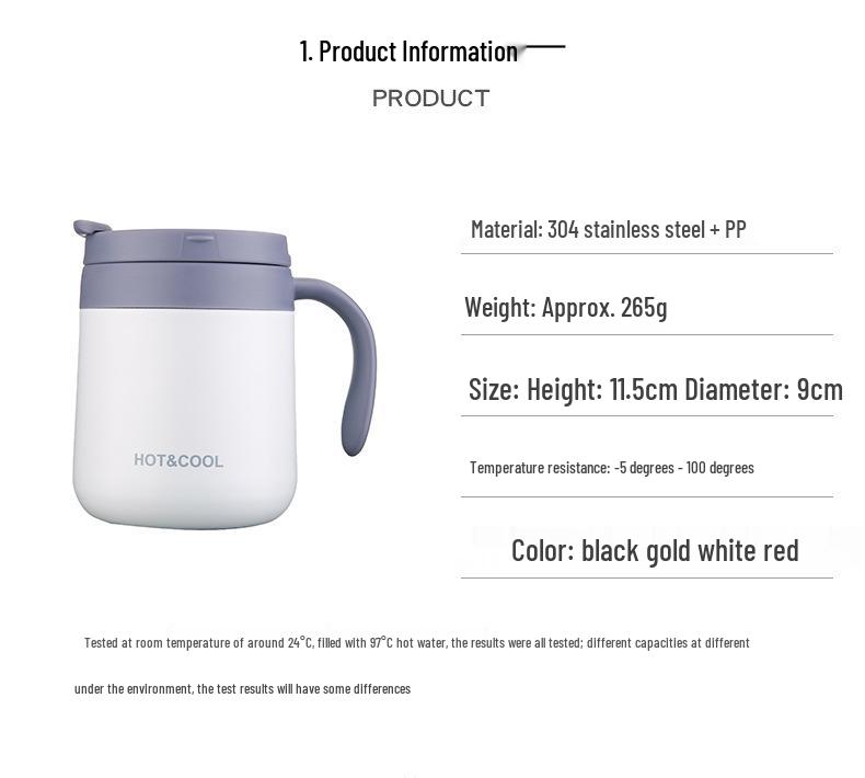 Stainless Steel Insulated Coffee Mug with Handle for Men and Women