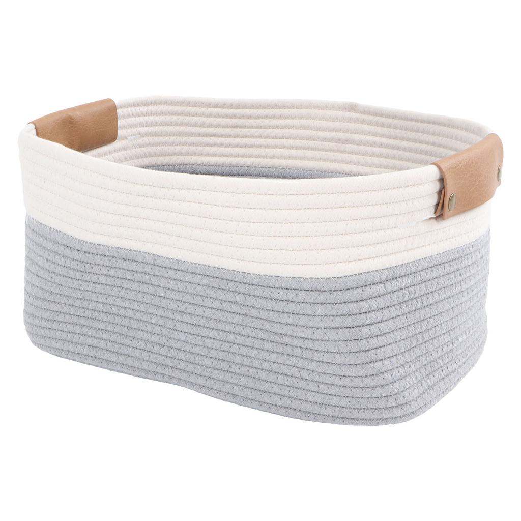 Košík z bavlněné šňůry Velká kapacita Multifunkční Pletený provazový koš na deky s uchem na prádlo