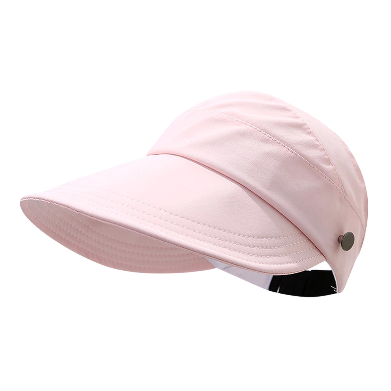 

Open Top Sun Visor Hat Adjustable Outdoor Sports Cap Breathable Lightweight Sun Protection Hat for Women Men with Wide Brim and Adjustable Strap One Size рожевий
