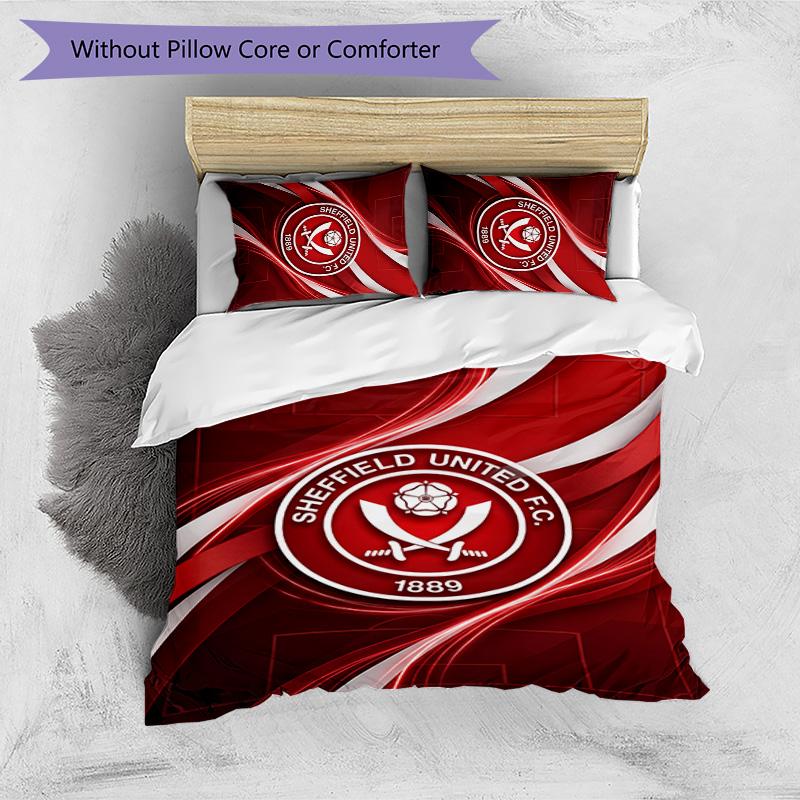 Set Lenzuola Stampato Sheffield United Football 3 Pezzi, Comodo Set Copripiumino per Camera da Letto Amico della Pelle