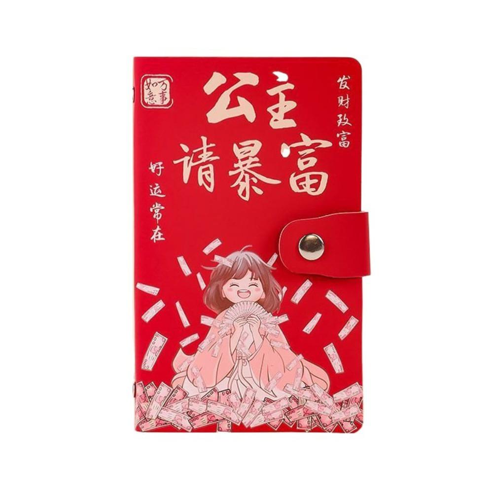 

Cartoon Letter Money Saving Challeng Book PU Leather Planner Organizer Account Book Family красный