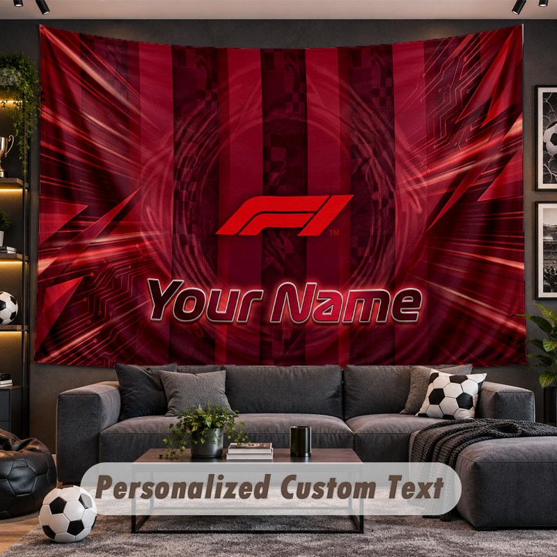 Wall Hanging Tapestry Custom NameF1 Pattern Personalized Printed Fabric Wall Decor