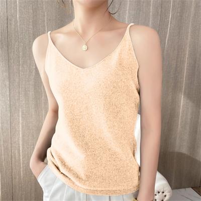 Womens Knitted Tops V Neck Casual Cami Sleeveless Camisole Blouses Solid Color Basic Tank Shirt
