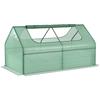 Raised Garden Bed with Greenhouse, Steel Planter Box with Plastic Cover, Roll Up Window, Dual Use for Flowers, Vegetables, Fruits and Herbs