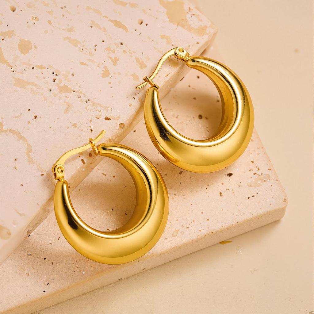 Raffinate Ear Cuff in Acciaio Titanio Oro 18k per Donna
