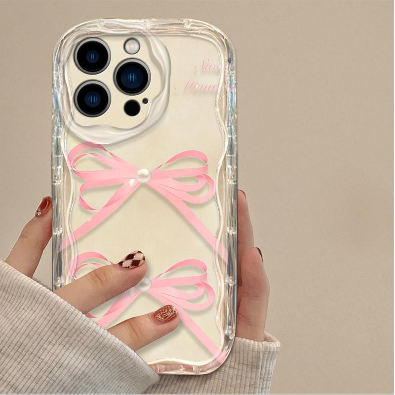Bowknot Heart Phone Case for iPhone 17 Air 16 15 14 13 12 11 Pro Max Plus 16E XR XS X Shockproof Silicone Back Cover
