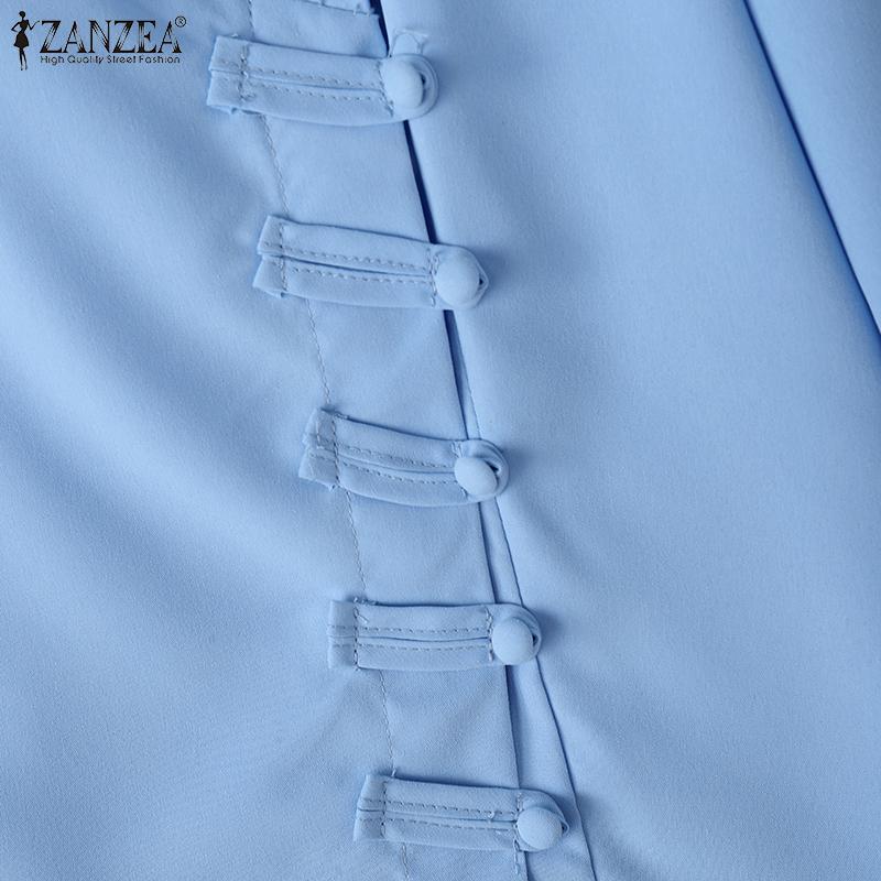 ZANZEA Women Summer V-Neck Solid Color Half Sleeve Blouse