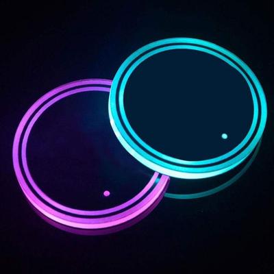 LED Cup Holder Lights, 2Pcs LED Car Coasterss With 7 Colors Luminescent Light Cup Pad, USB Charging Cup Mat For Drink Coaster Accessories Interior