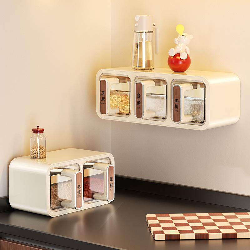 Seasoning Jar Combination Wall-mounted Household Kitchen Seasoning Storage Box, Seasoning Bottle, Salt Jar, Seasoning Box
