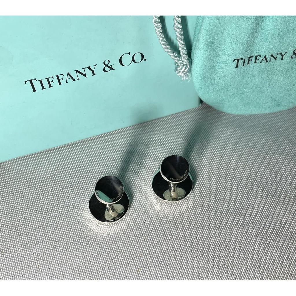 Used Rare Tiffany T&CO 1837 Logo Letter Oval Cufflinks Cufflinks Button Mirror Sterling Silver SV925 Included Men's