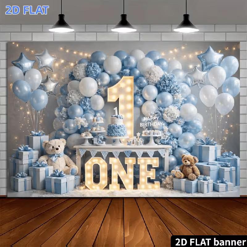 Sfondo Orsacchiotto 2D per il 1° Compleanno per Fotografia di Neonati
