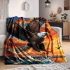 1pc Eagle, Ocean Sunset Blanket Lightweight Blanket Throw Blanket For Sofa, Bed, Travel, Camping, Livingroom, Office, Couch, Chair Yy251010014
