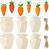 12 Stück Oster-Holzausschnitte Karotte Holz-Hängeornamente Unfertige Leere Karottenförmige Holz-DIY-Bastelausschnitte Mit Loch Schnüren Anhänger