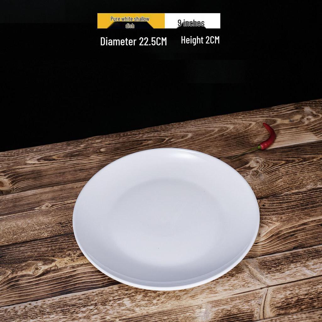 Steak Ceramic White Round Western Bone Plate - Shallow, Flat Tableware Dish for Household Use