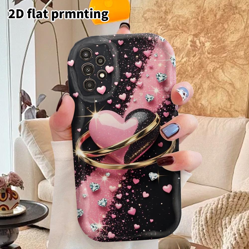 Phone Case: 2D Flat Samsung Galaxy A34 A35 M05 M06 S20 S22 S21 FE Plus 5G Protective Case, Couple Style, Double Heart, Christmas and Halloween Gift
