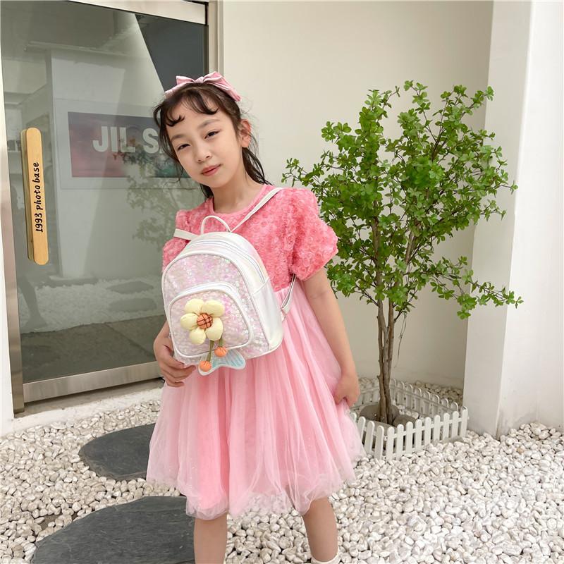 Cute Colorful Sequin Flower Girls Backpack For Kindergarten And Travel Activities