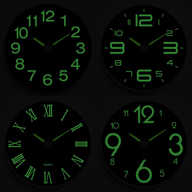 Luminous Wall Clock Bedroom Silent Clock Home Living Room Clock Wall Hanging Simple Quartz Clock 14 Inches 35CM