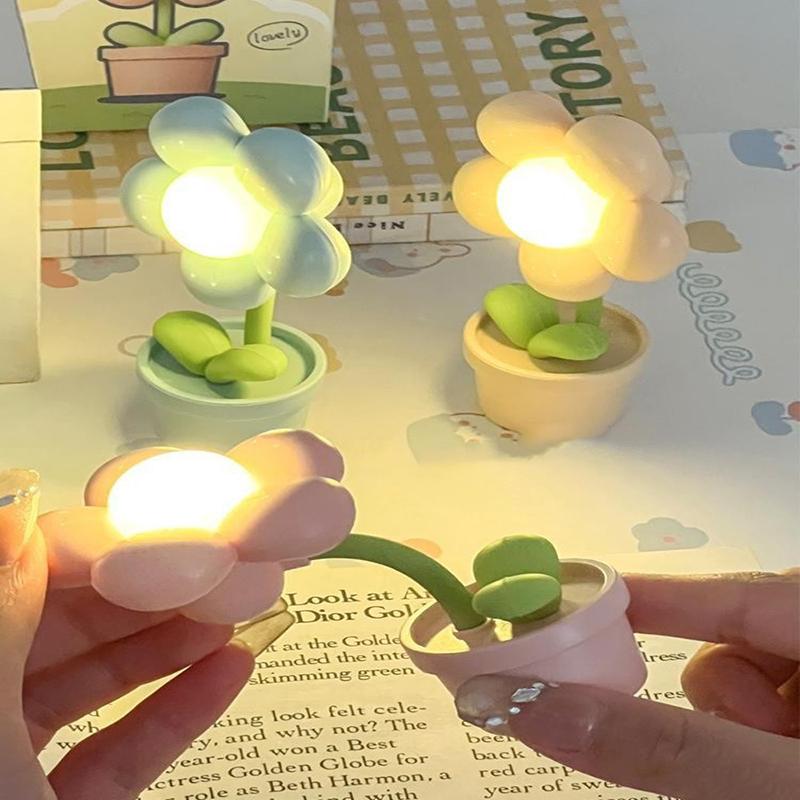 Mini LED Blume Nachtlicht Niedliche Kleine Tischlampe Schreibtischornament Nachttisch Schlafzimmer Ambientelichter Kinderspielzeug Kinder Feiertagsgeschenk