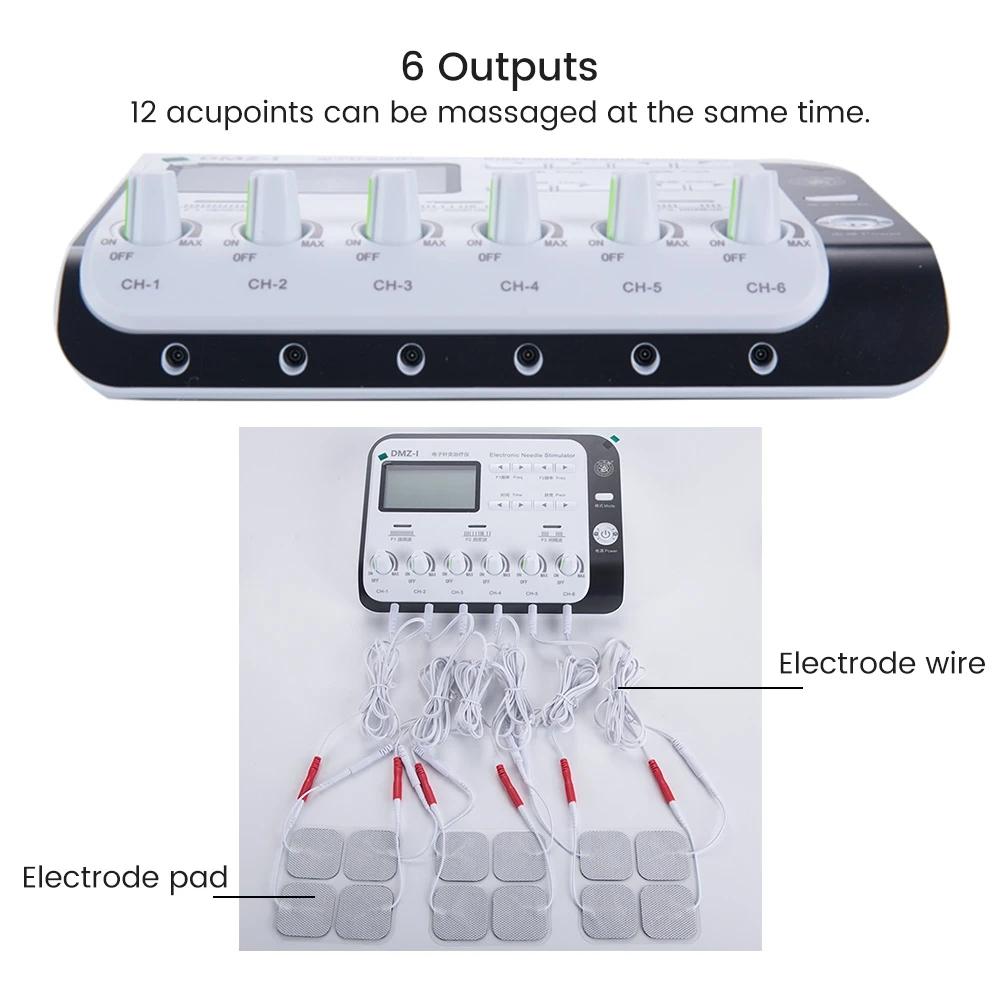 6 Output Electric Electroacupuncture Acupuncture Needle Body Muscle Stimulator Physiotherapy TENS Relaxed Patch Massage Machine