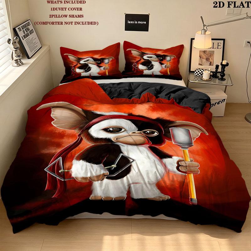 Gizmo Gremlins Pattern Bedding Quilt Set Quilt Cover Pillowcase Home Birthday Gift(1 * duvet cover + 2 * pillowcase, without core)