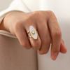 French retro style niche design Fritillary ring 18K gold stainless steel oval pearl ring opening