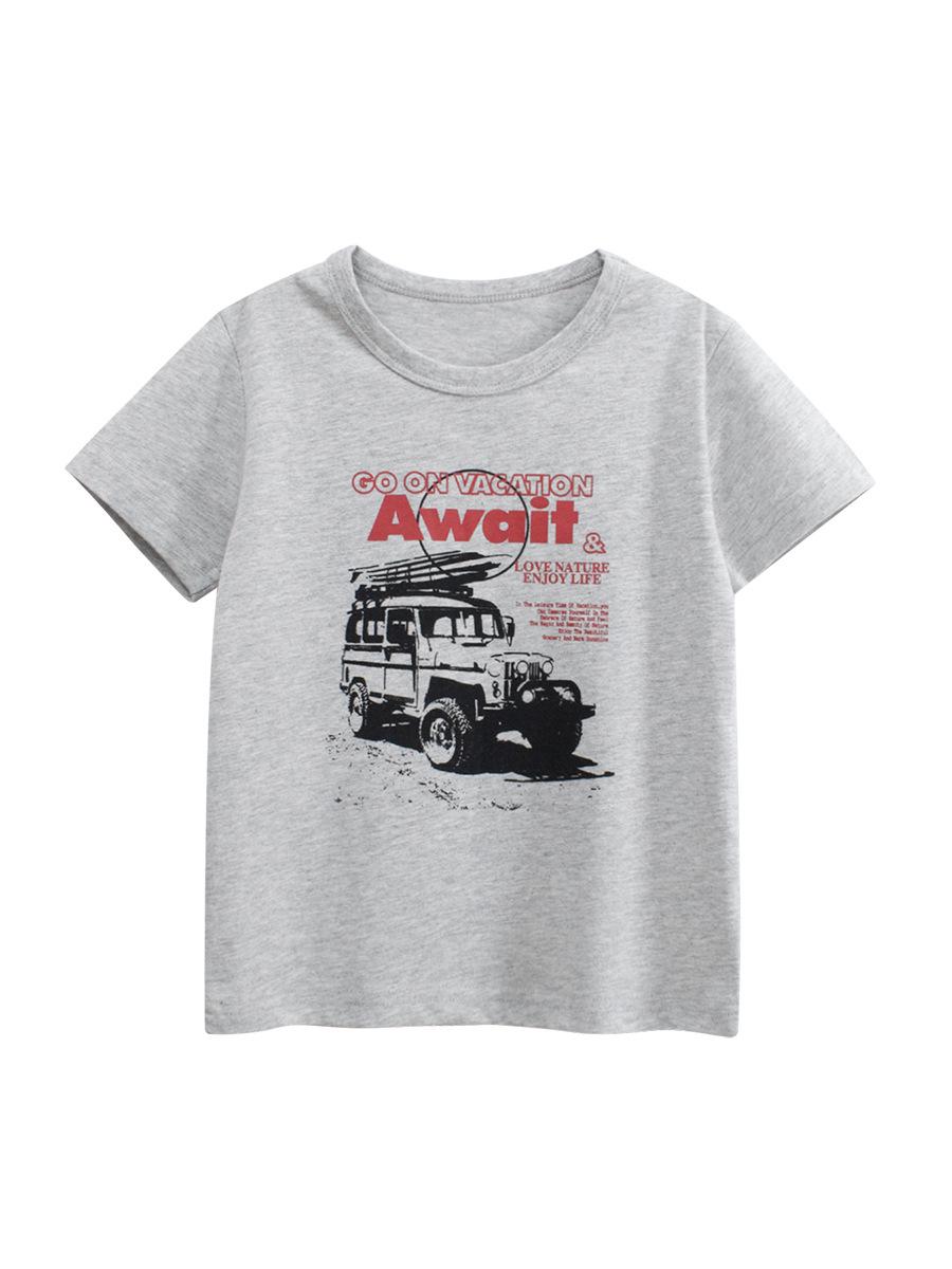 27kids 2025 Boys Cartoon Short-Sleeve T-Shirt – New Summer Style for Children 90 cm