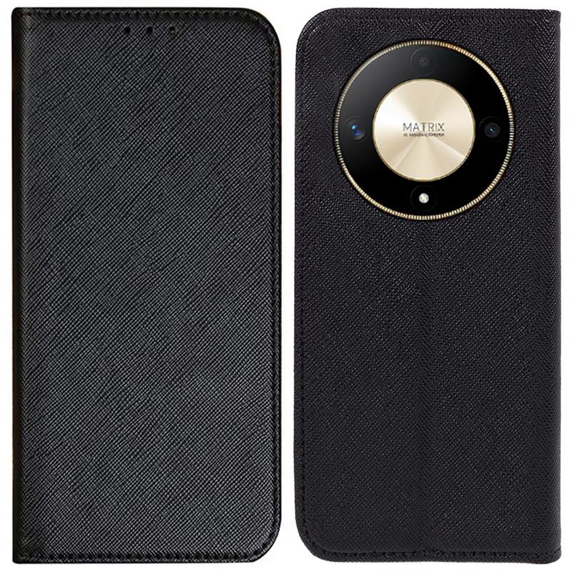

For Honor X50 5G/X9b 5G/Magic6 Lite 5G Case PU Leather Flip Phone Wallet Cover Black