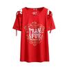 Summer Plus Size Women's T-shirt Strapless Round Neck Loose Versatile Printed Short-sleeved Tops