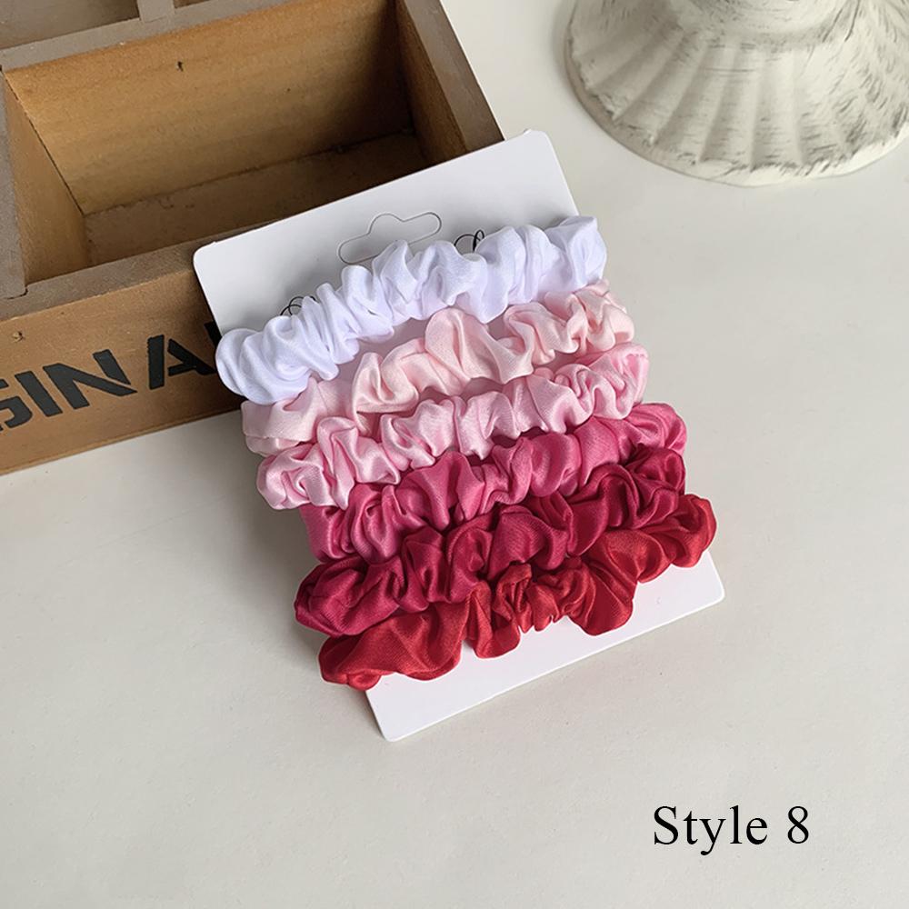 6pcs/lot Hair Scrunchies Ponytail Holder For Women Girls Hair Accessories Satin Headwear Solid Hair Bands Scrunchy Ties Ropes