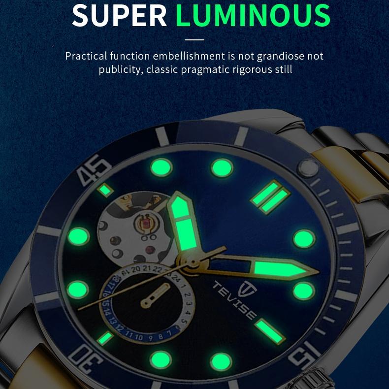 Men Watch Green Waterproof Watch for Men Stainless Steel Automatic Mechanical Watch Men Luxury Watch Luminous Wristwatch