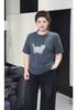 2025 Winter Plus Size Women's Screen-Printed Cat Short Sleeve, Round Neck, Thick Cotton Top – Comfortable and Versatile.