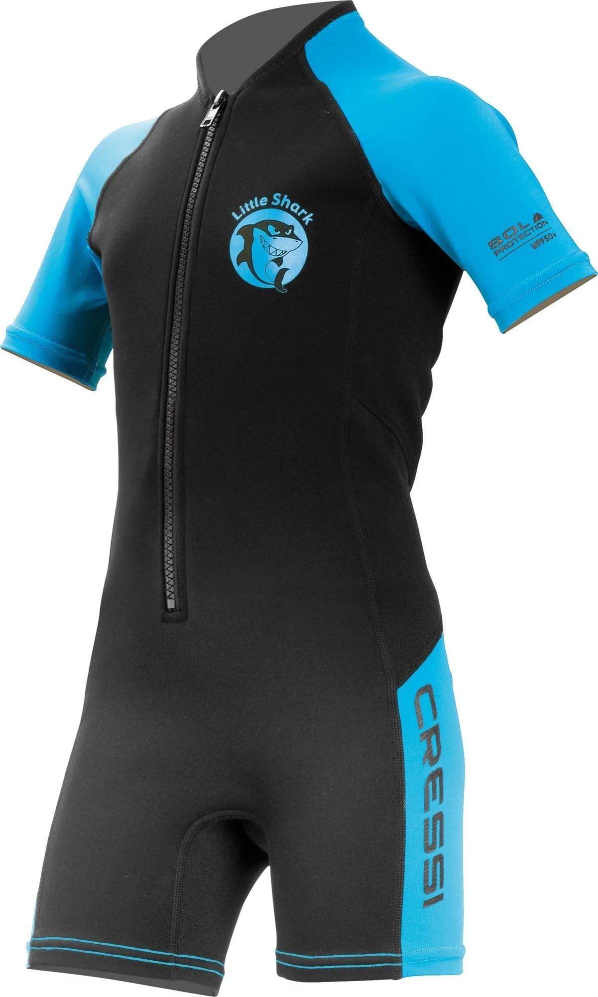 

CRESSI Shorty Wetsuit Junior Unisex 2mm Thick Neoprene Elastane Material Years Old DG003505 [LITTLE SHARK] & Black/Blue (7/8 Size) [Genuine Product]