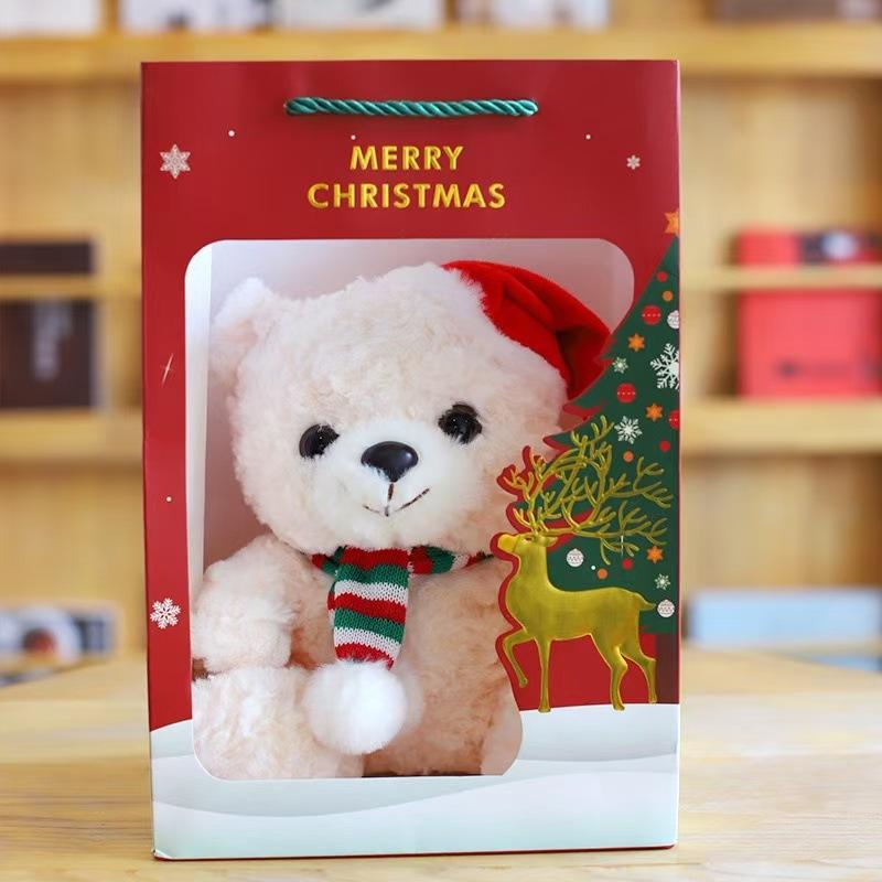 Couple Bear Doll Wearing Hat Cuddling Teddy Bear Pair of Plush Toys Christmas Birthday Gift for Boys and Girls