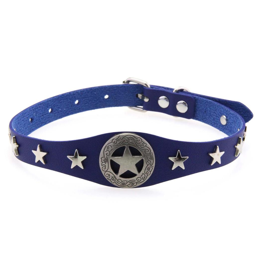 Pentagram Alloy PU Leather Choker, Gothic Harajuku Star Clavicle Necklace