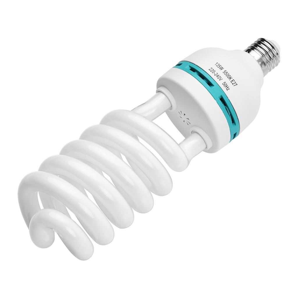 Spiral Fluorescent Light Bulb 135W 5500K Daylight CRI90 E27 Socket Energy Saving for Studio Photography Video Lighting