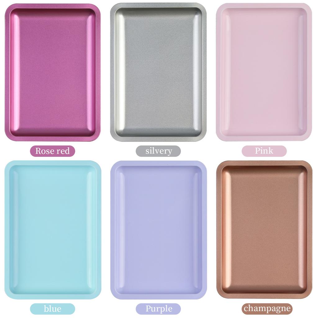 Square Stainless Steel Jewelry Tray, Nail Art Tool Storage Tray, Cosmetic Tray, Metal Plate.