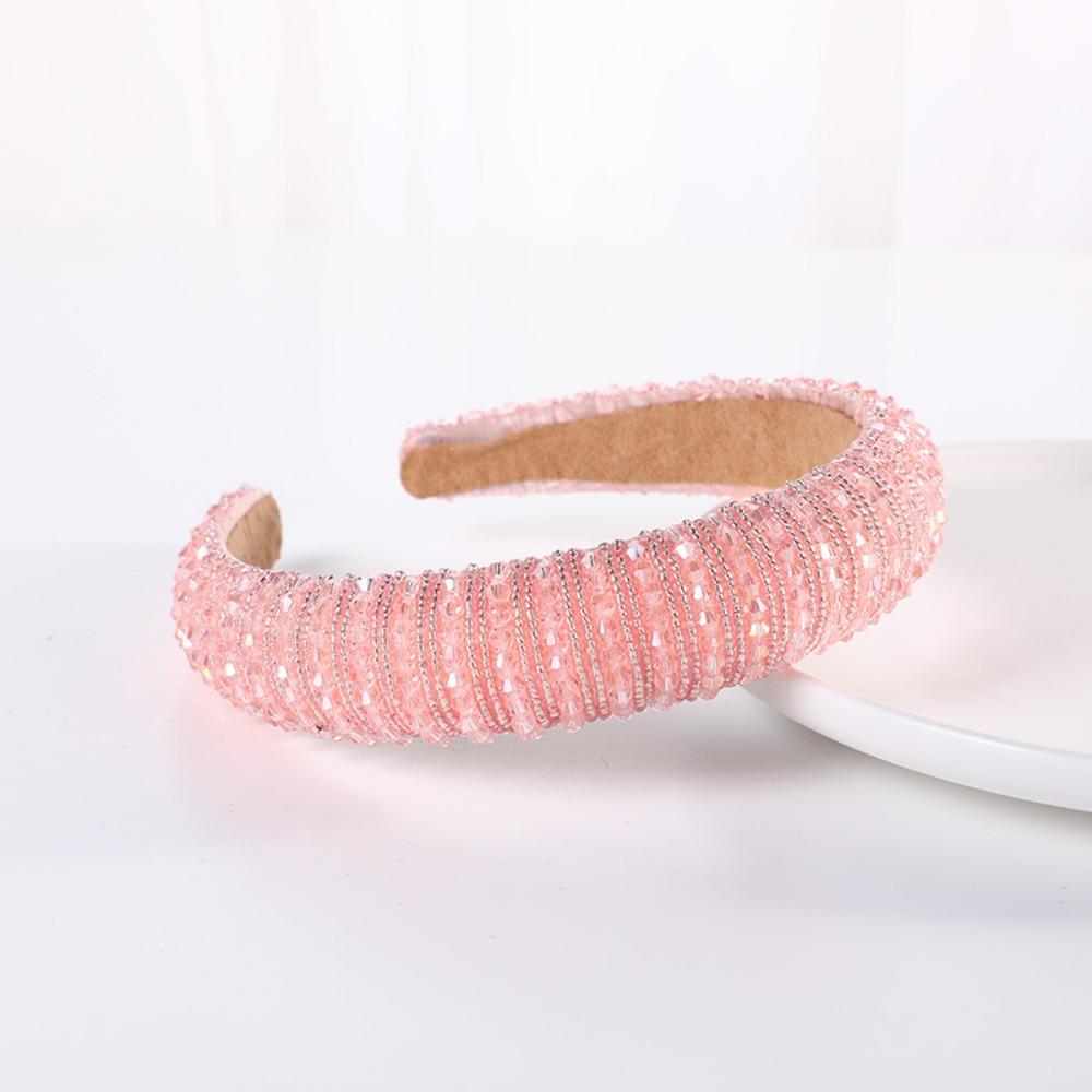 Fashion Shiny Crystal Beaded Headband Rhinestone Handmade Wide Headbands Baroque Gem Hair Hoop Hair Accessories