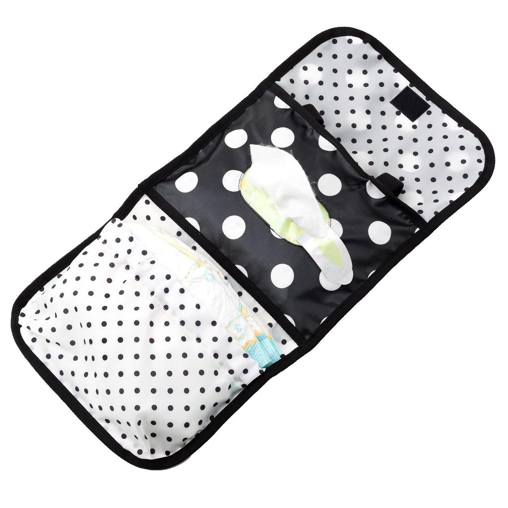 COLORFUL CANDY STYLE Diaper Pouch and Diaper Changing Pad Polka Dot Large (Clutch Type) Set, (Broadcloth/Black) B8001300-BTR