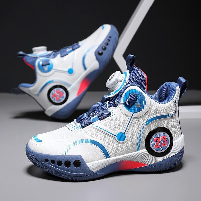 Drehknopf Jungen Sneaker Neue Kinder Sommer Trainings Basketballschuhe Mittlere Ältere Jungen Drehschuhe