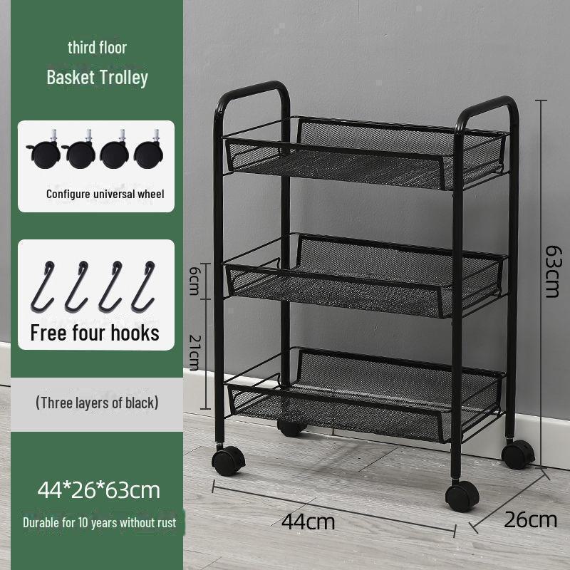Mobile Snack Storage Rack with Wheels - Versatile Kitchen Shelf Trolley
