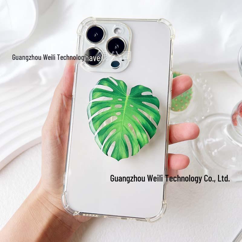 Najlepiej sprzedający się wysuwany stojak na telefon z motywem liścia i przezroczystym wykończeniem epoksydowym