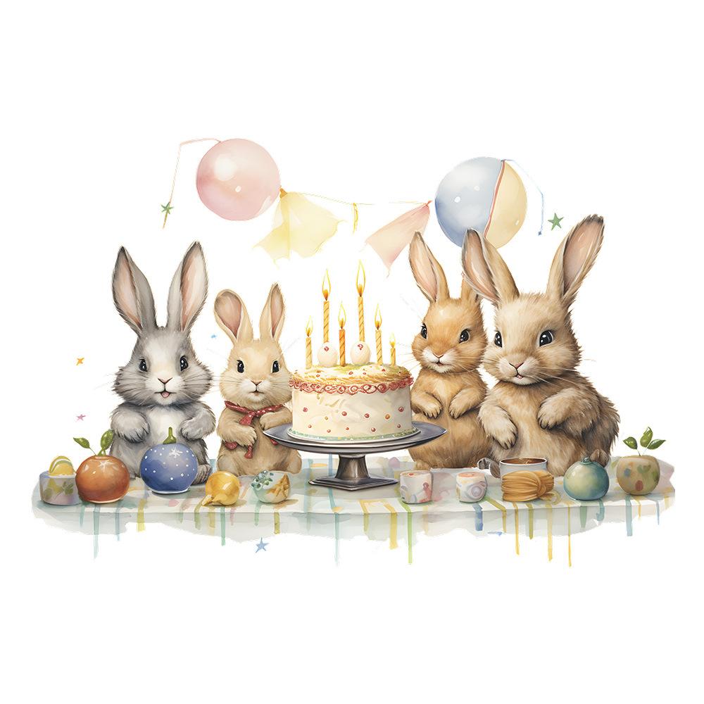Cartoon Niedlicher Hase Geburtstag Kinderzimmer Zuhause Hintergrund Verschönerung Wandaufkleber