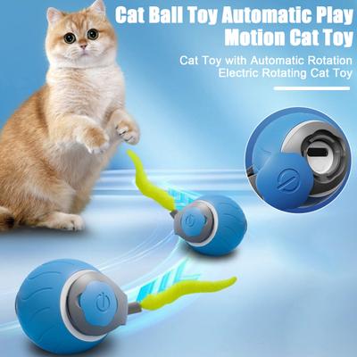 Elektrisches Katzenballspielzeug, intelligentes selbstrollendes Ballspielzeug, bissfestes, über USB wiederaufladbares Haustier