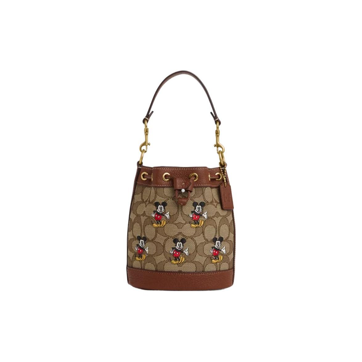 

Coach X Disney Dempsey 16 Dancing Mickey Print Drawstring Closure Coated Canvas And Pebble Leather Bucket Bag Women bags Khaki CN499-B4R3U Gift Box Set (Basic Set+Yellow Box)