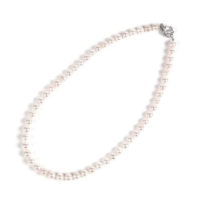 PLUSTER Perlehalskæde Perlehalskæde Ægte Perle Bryllupsceremoni Akoya Perle 7mm Etui Kors Populær Fødselsdagsgave Smykker Gips 6,5mm - Dame